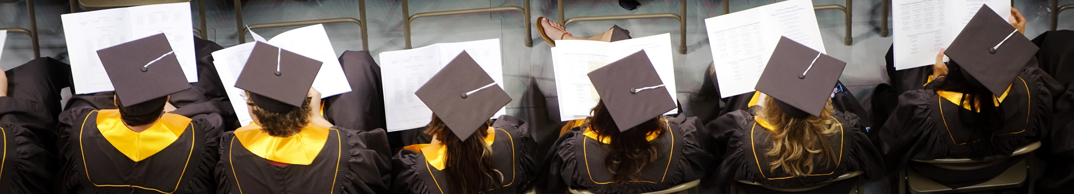 Birds-eye view of students during a UW commencement ceremony.