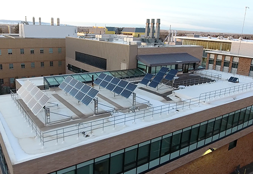 EIC rooftop with rows of solar panels