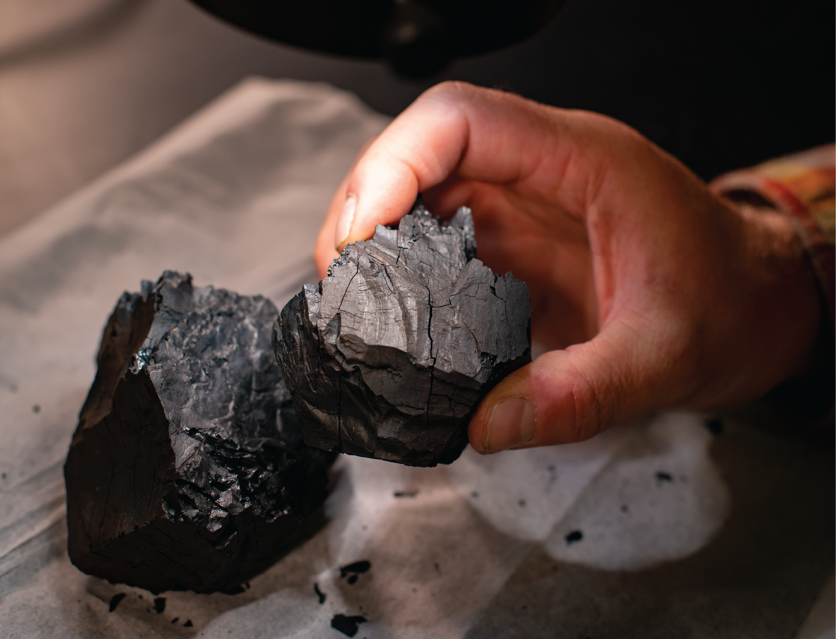 a hand holding coal