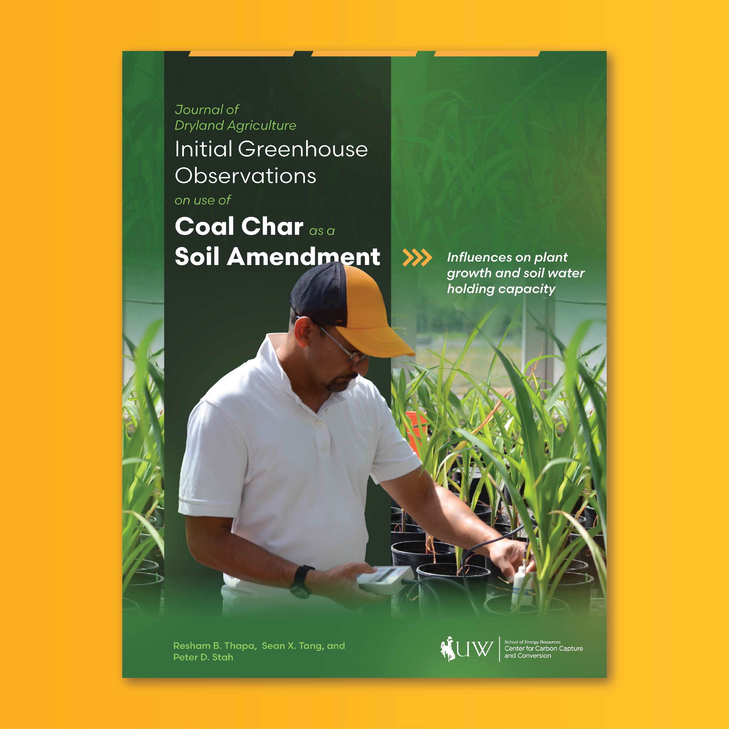 Cover of Journal of Dryland Agriculture Initial greenhouse observations on use of coal char as a soil amendment: Influences on plant growth and soil water holding capacity paper