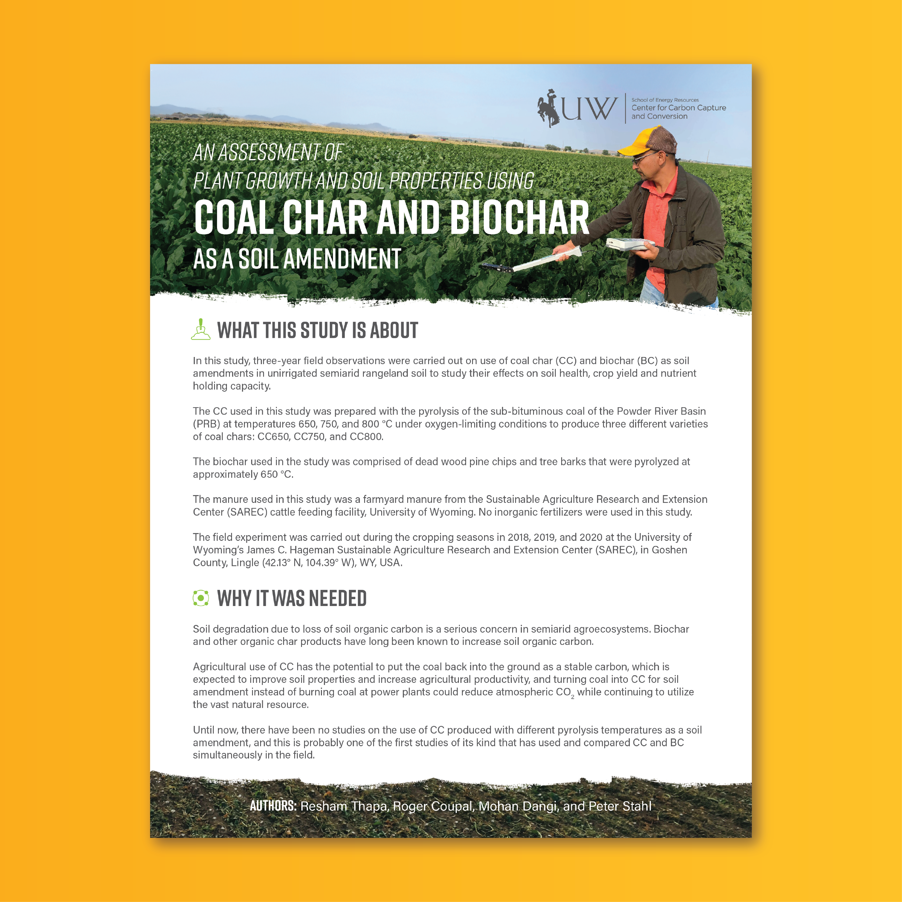 Cover of An Assessment of Plant Growth and Soil Properties: Using Coal Char and Biochar as a Soil Amendment paper