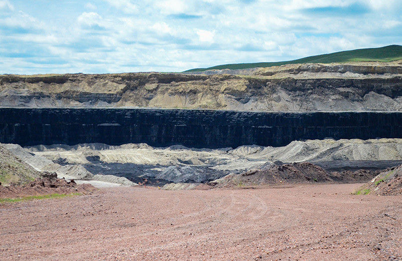 A massive coal seam in the Powder River Basin