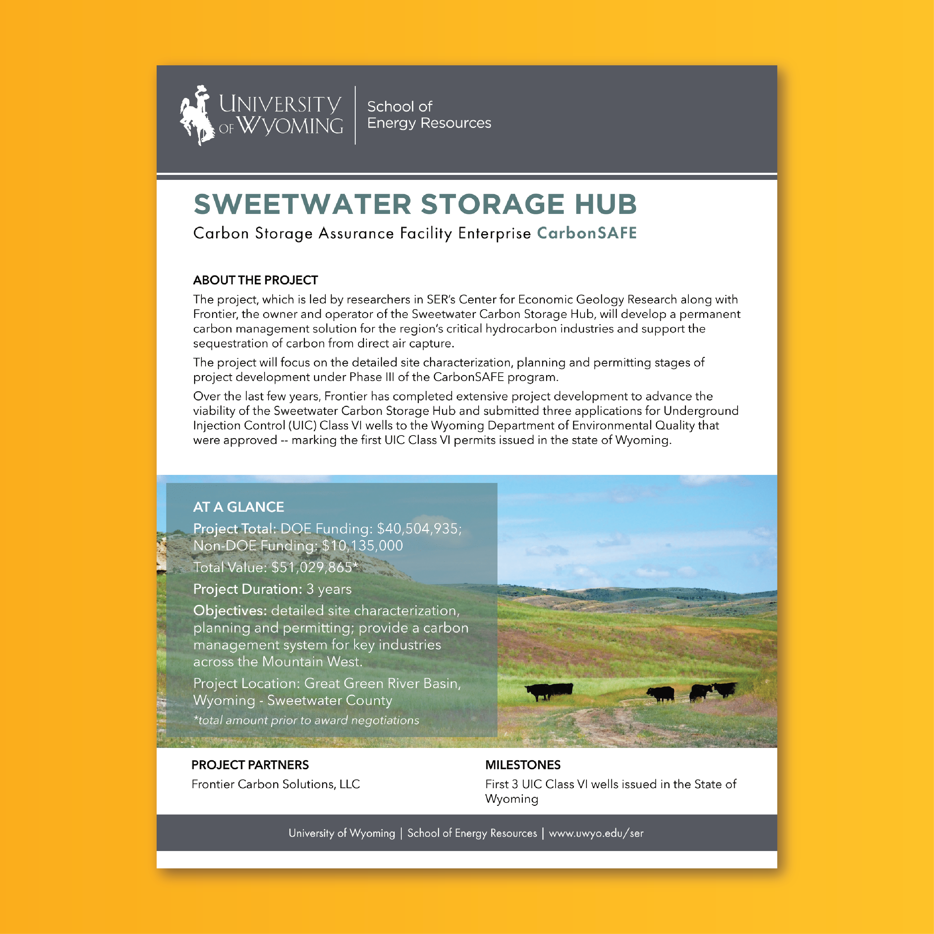 Cover of the Sweetwater Storage Hub Factsheet