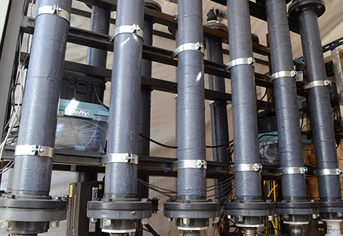 tubes and piping on a mobile water treatment unit