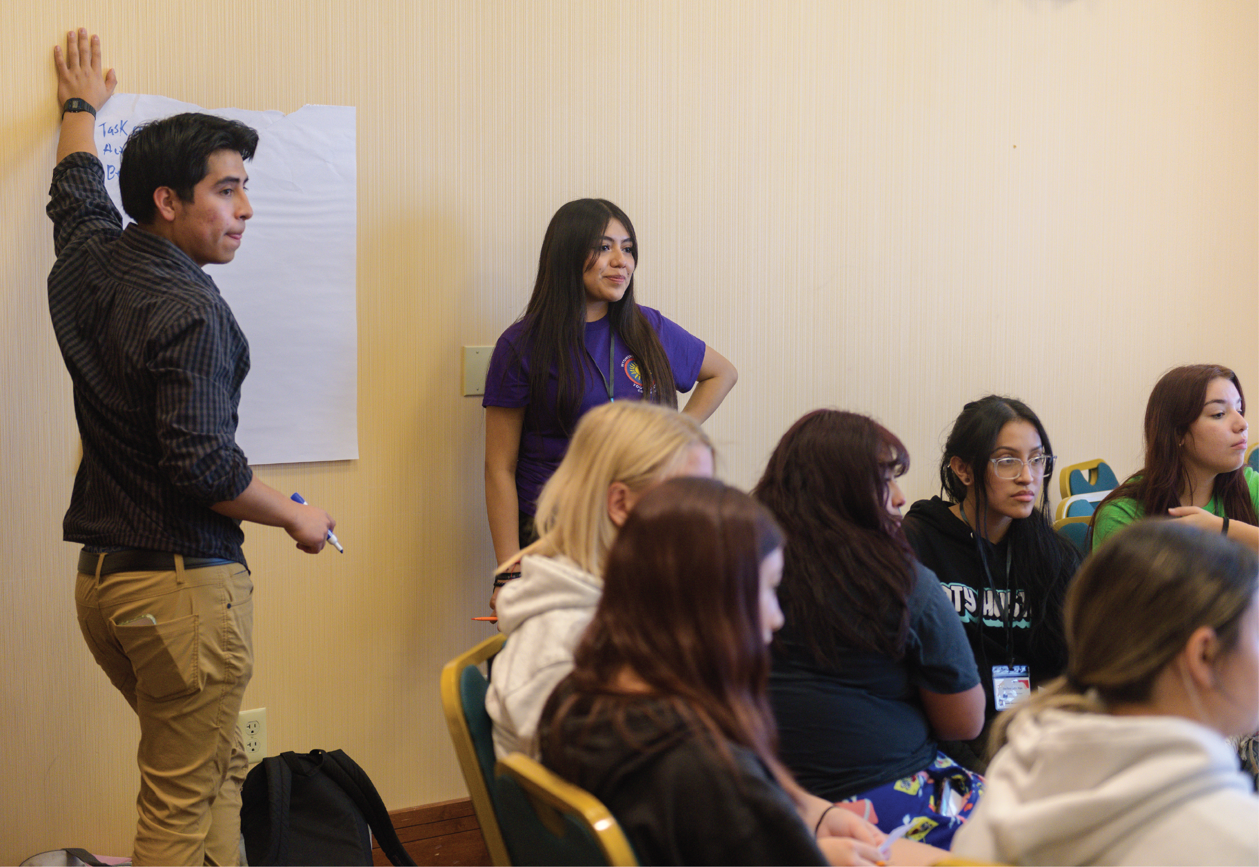 Students participating in a brainstorming session
