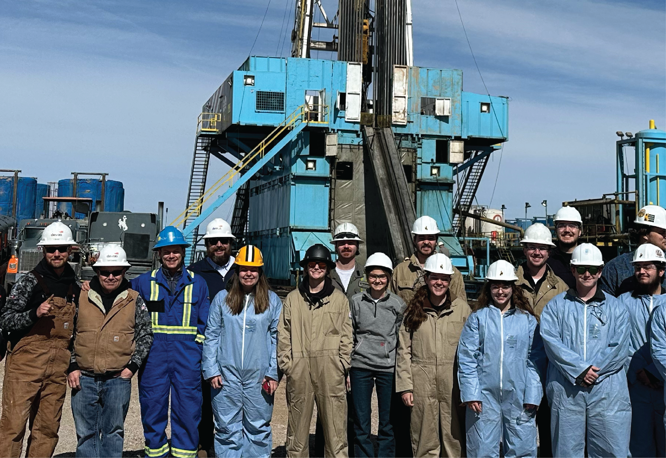 A group of students in front of a carbon capture well
