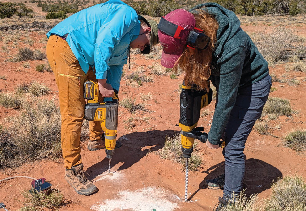 HERC team drilling two holes