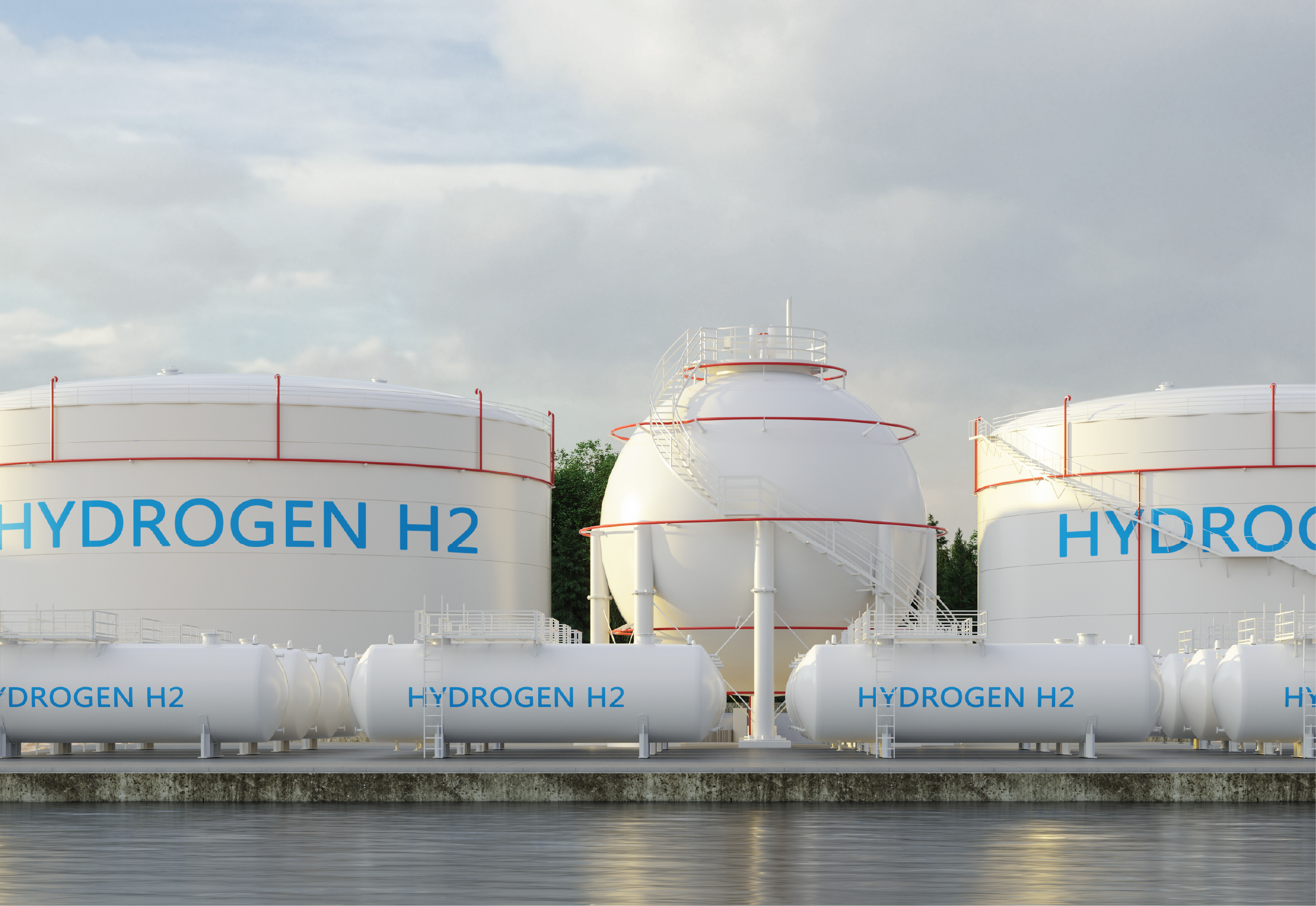 Stock image of hydrogen storage containers