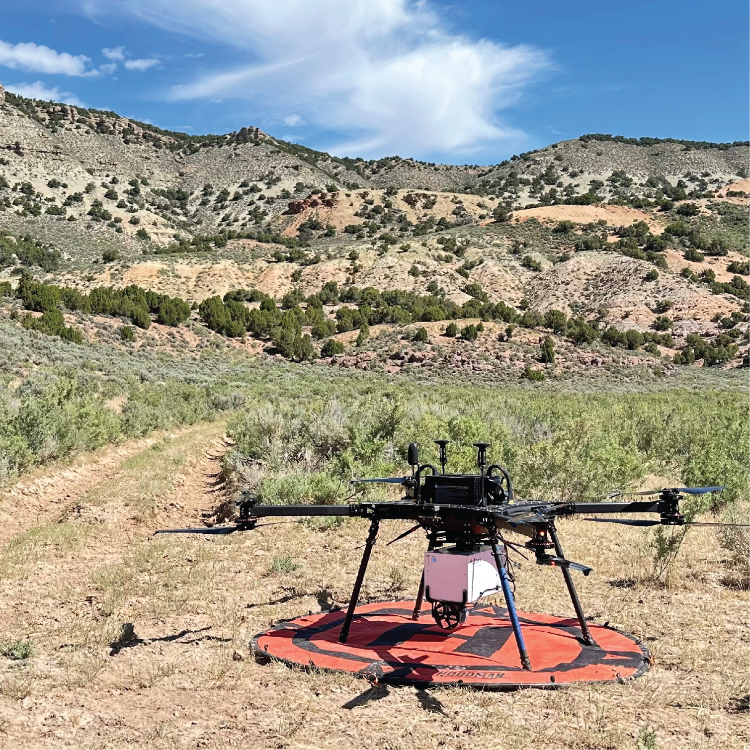 Drone ready to fly in the field
