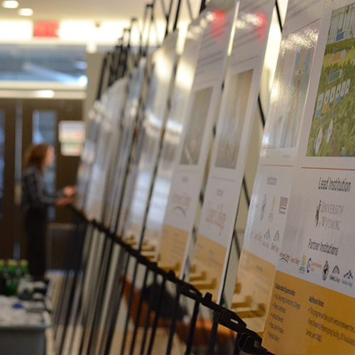 a row of easels with VR capabilities throughout the state
