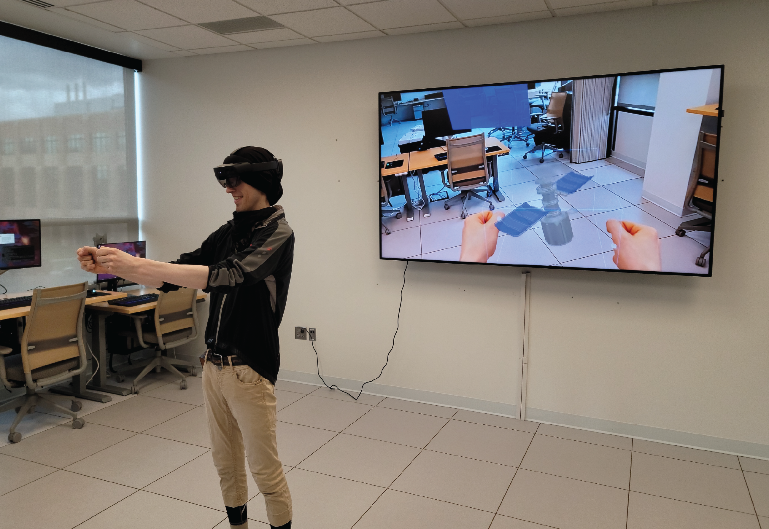 Man using a virtual reality headset