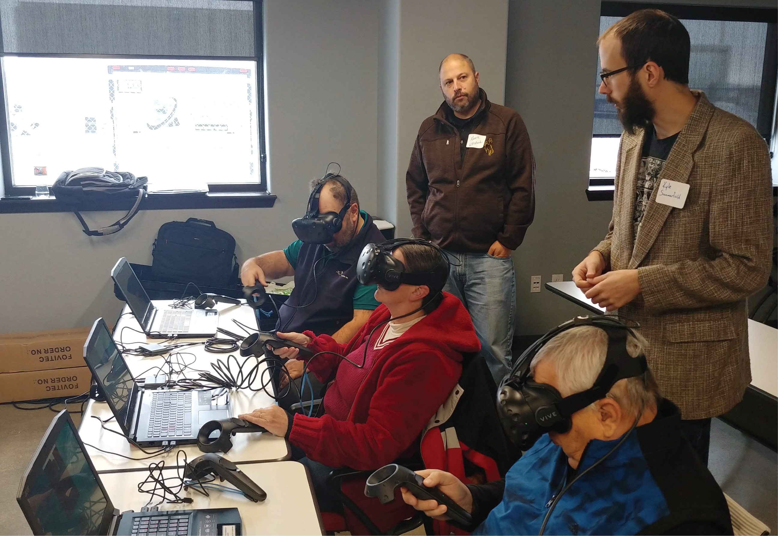 People participating in virtual reality training