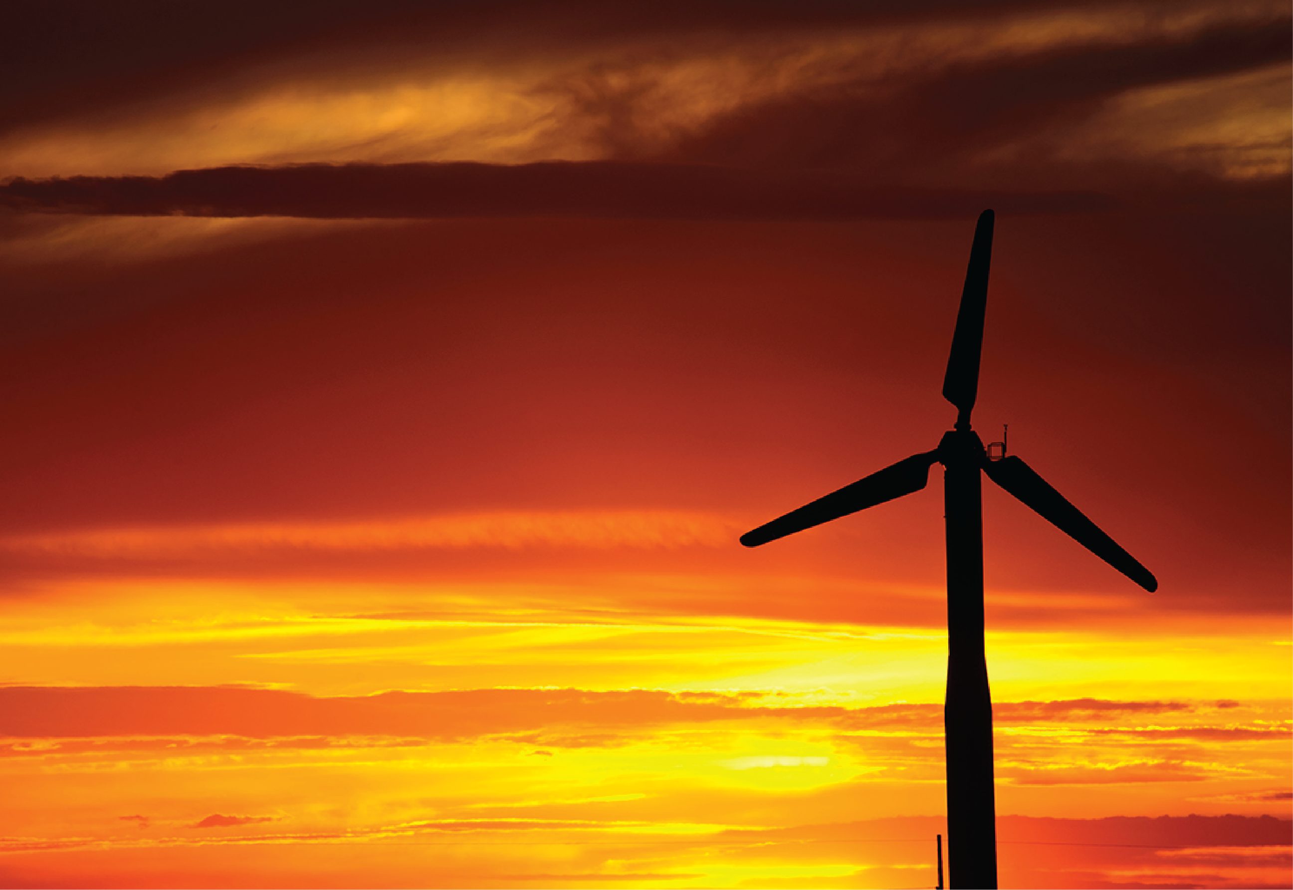 Sunset with a wind turbine