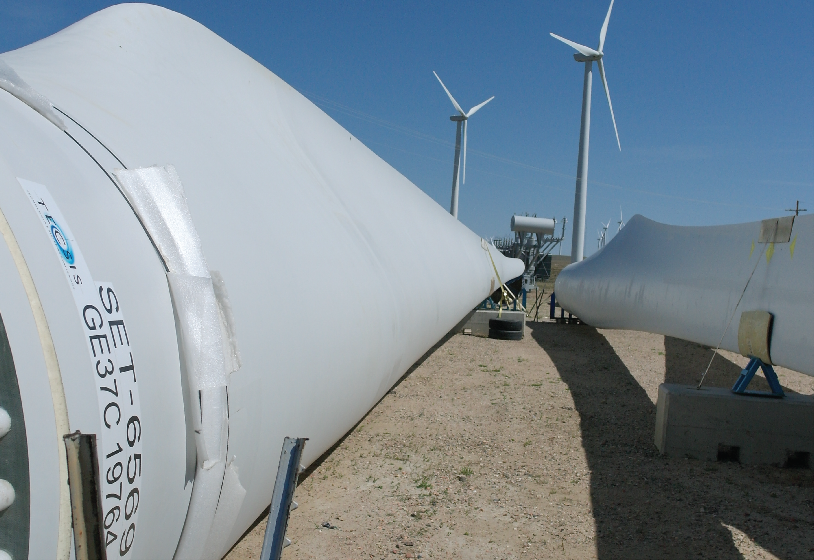 Close up of a wind turbine blade