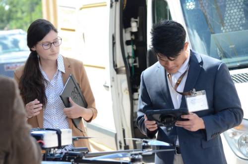 Dana and Jeff working with Drone
