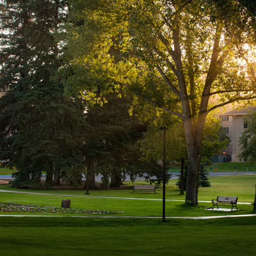 The green space close to Old Main on campus