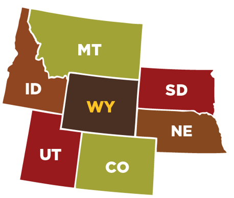 Image of the Good Neighbor States, including Colorado, Idaho,  Montana, Nebraska, South Dakota, and Utah. 