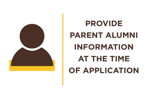 Person icon - Provide parent alumni information at the time of application