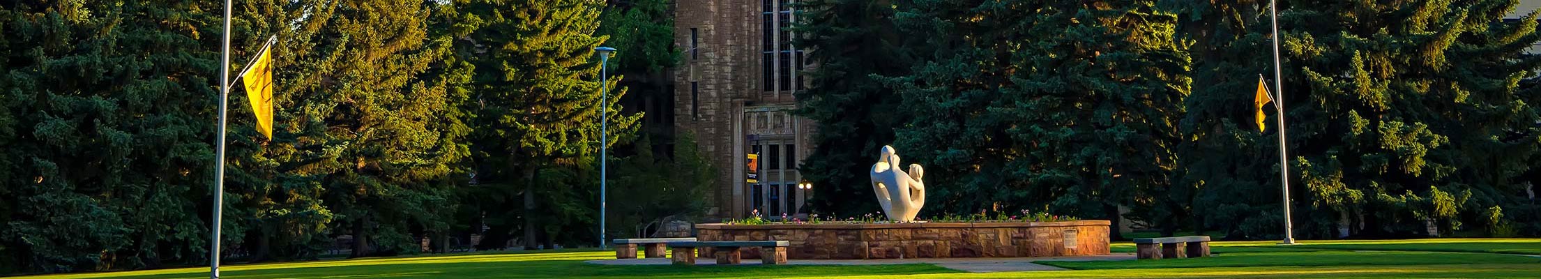 The College of Engineering building from Prexy's Pasture.