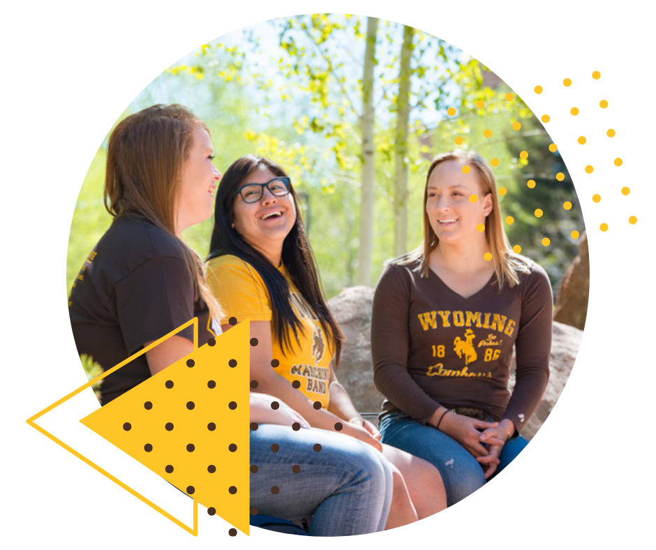 Students chatting outside on campus