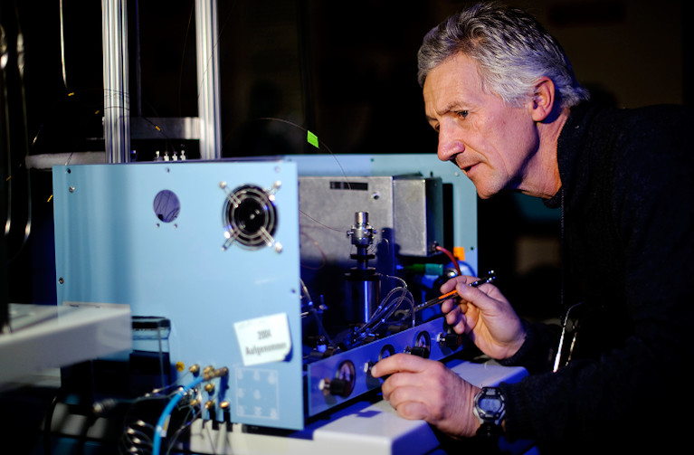 Scientist using instrument