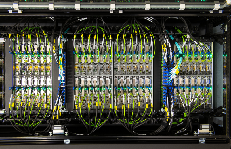 Inside of a server rack.
