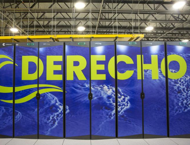 Side of the Derecho server rack at a data center.