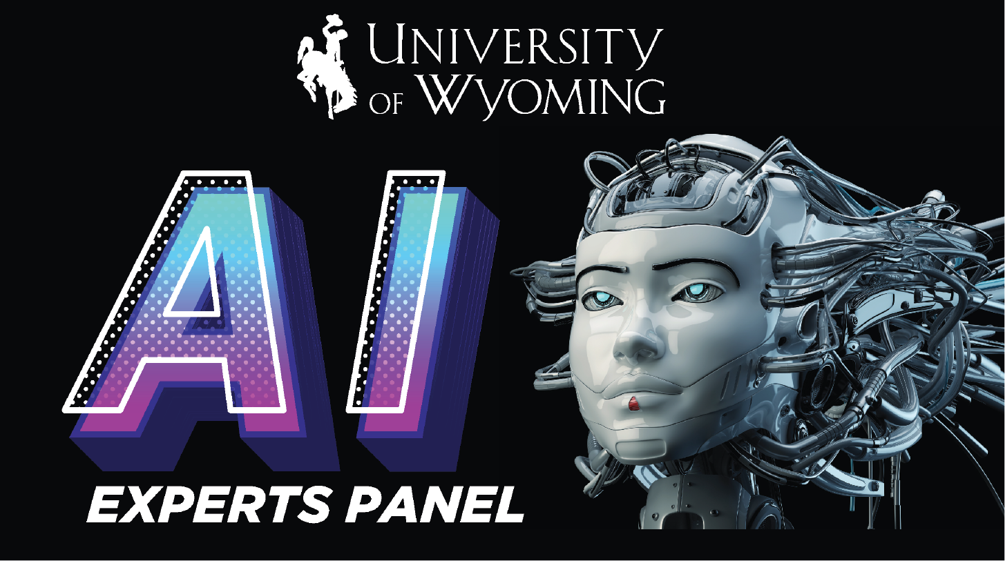 A robot head with colorful text saying AI and beneath that it says Experts Panel