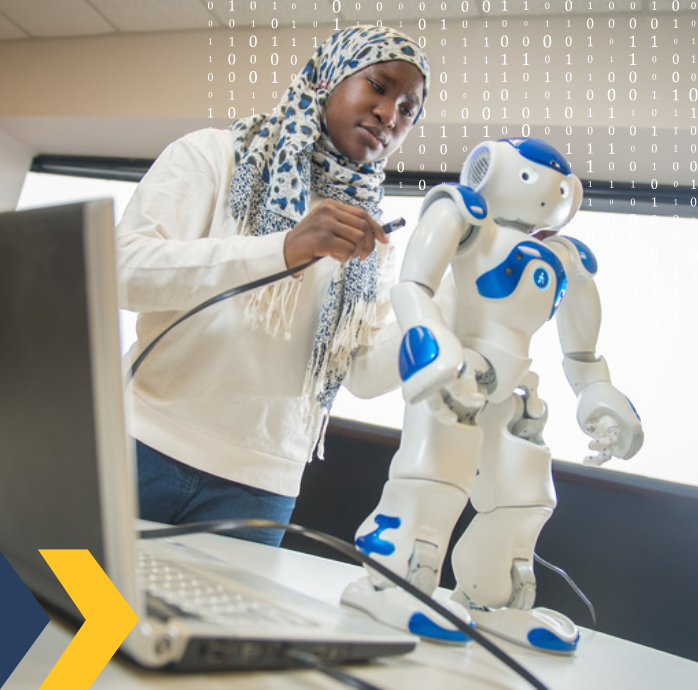 UW student building a robot