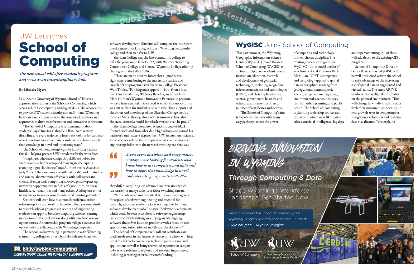 Image of the featured article about the School of Computing