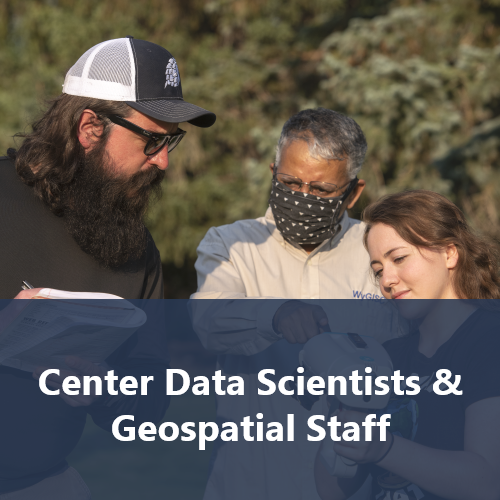 Centers Staff icon - research scientists outside with sensor