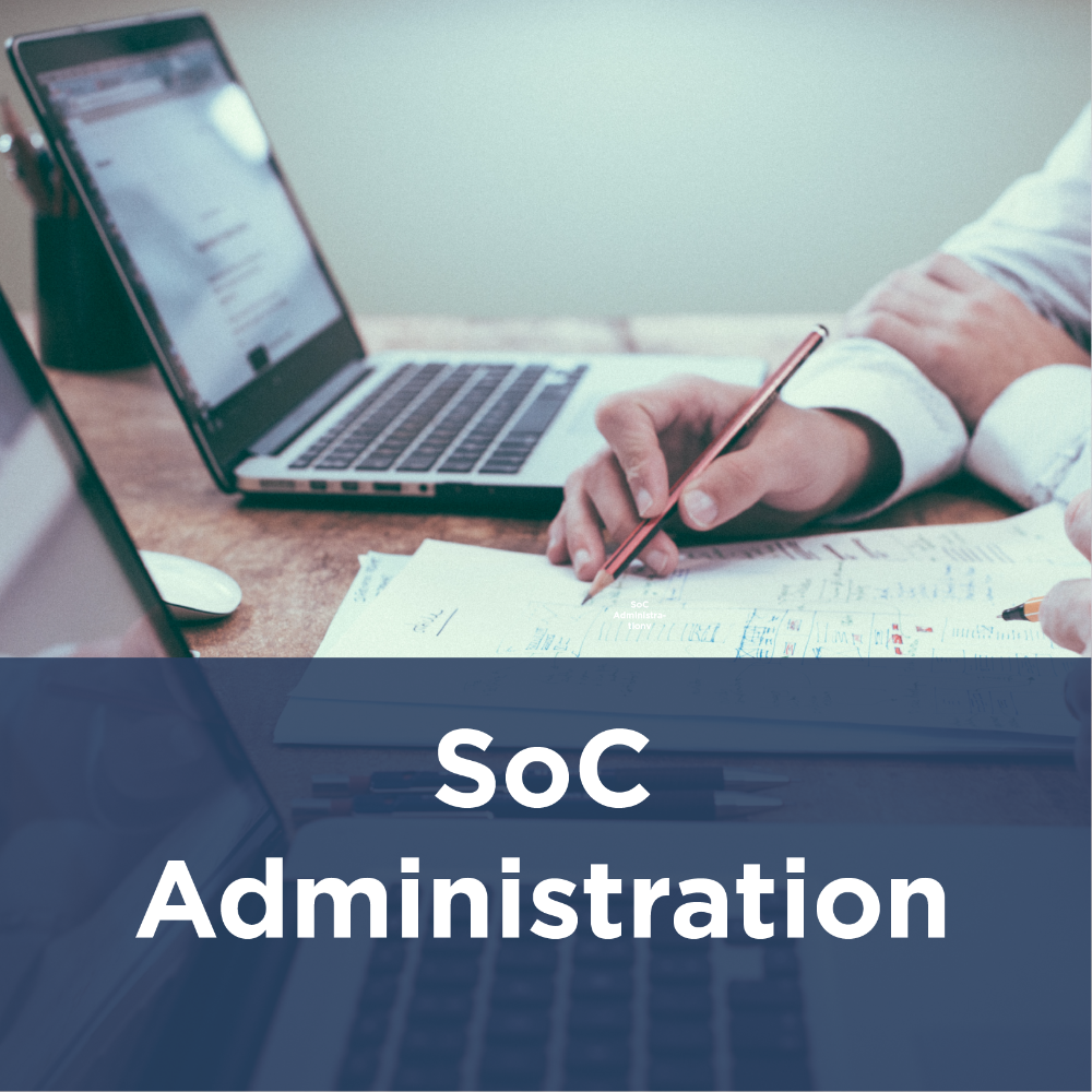 SoC administration team icon - image of person working on computer