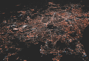 Veiw of the earth at night.