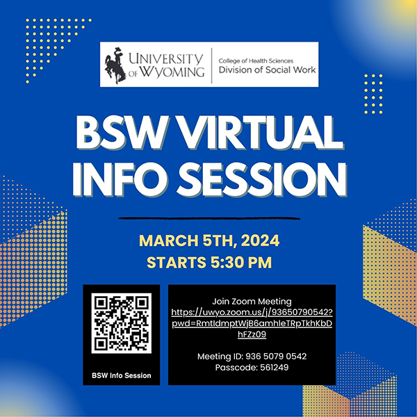A flyer announing a Social Work information session.