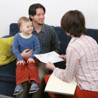 Social worker helping a family