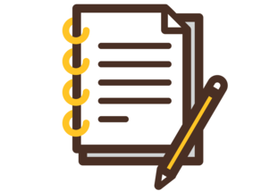 icon of piece of paper with pencil in UW colors