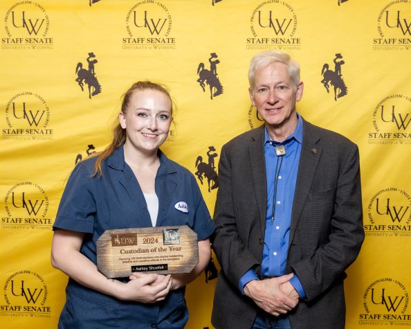 Custodian of the Year Shoefelt and President Seidel