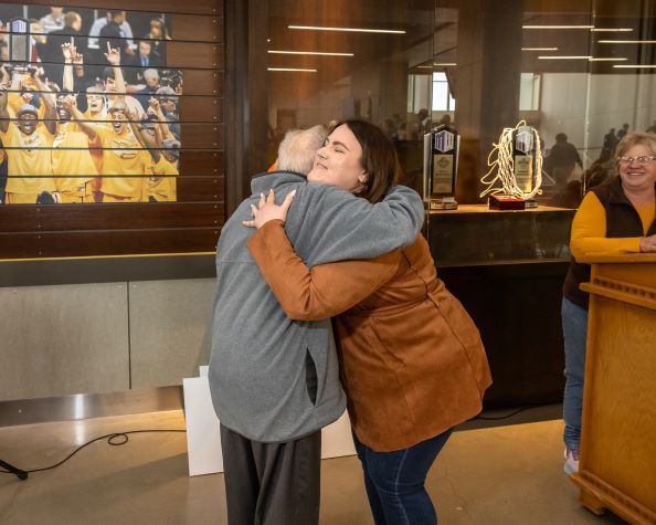 2024 EG Meyer hugging awardee Thorson