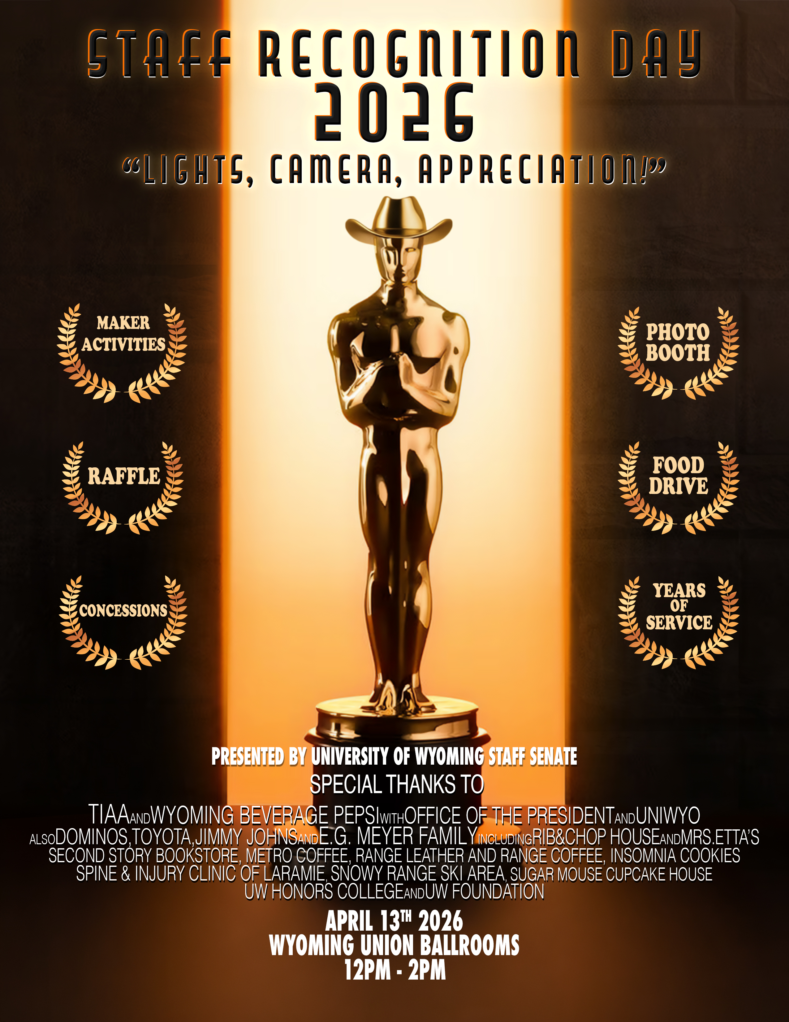 Metal Oscar Award with Cowboyhat