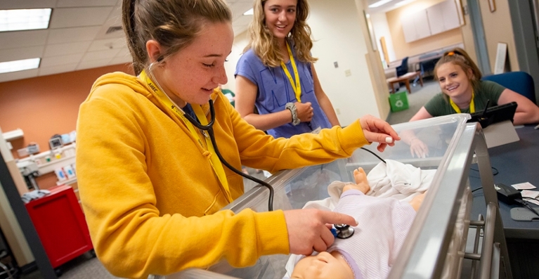 Students in nursing lab