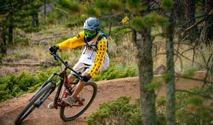 Student mountain biking