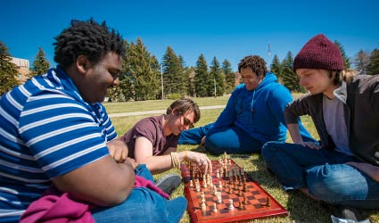 Students playing games in Prexy's