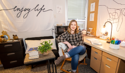 RA sitting in dorm room