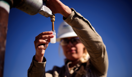 Student working in field