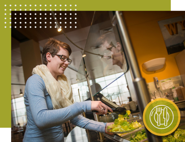 Student goes through salad bar