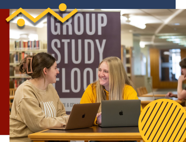 Students studying in a library