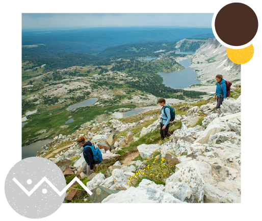 Students hike along a ridge line on Medicine Bow Peak