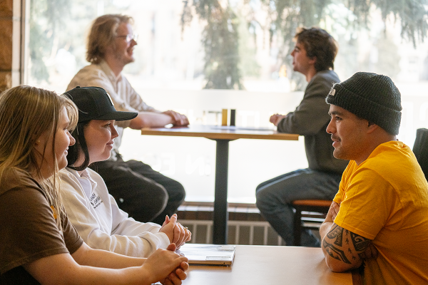 Students meeting at an event