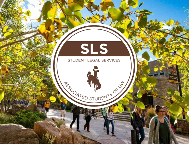 Students walking on campus with Student Legal Services logo