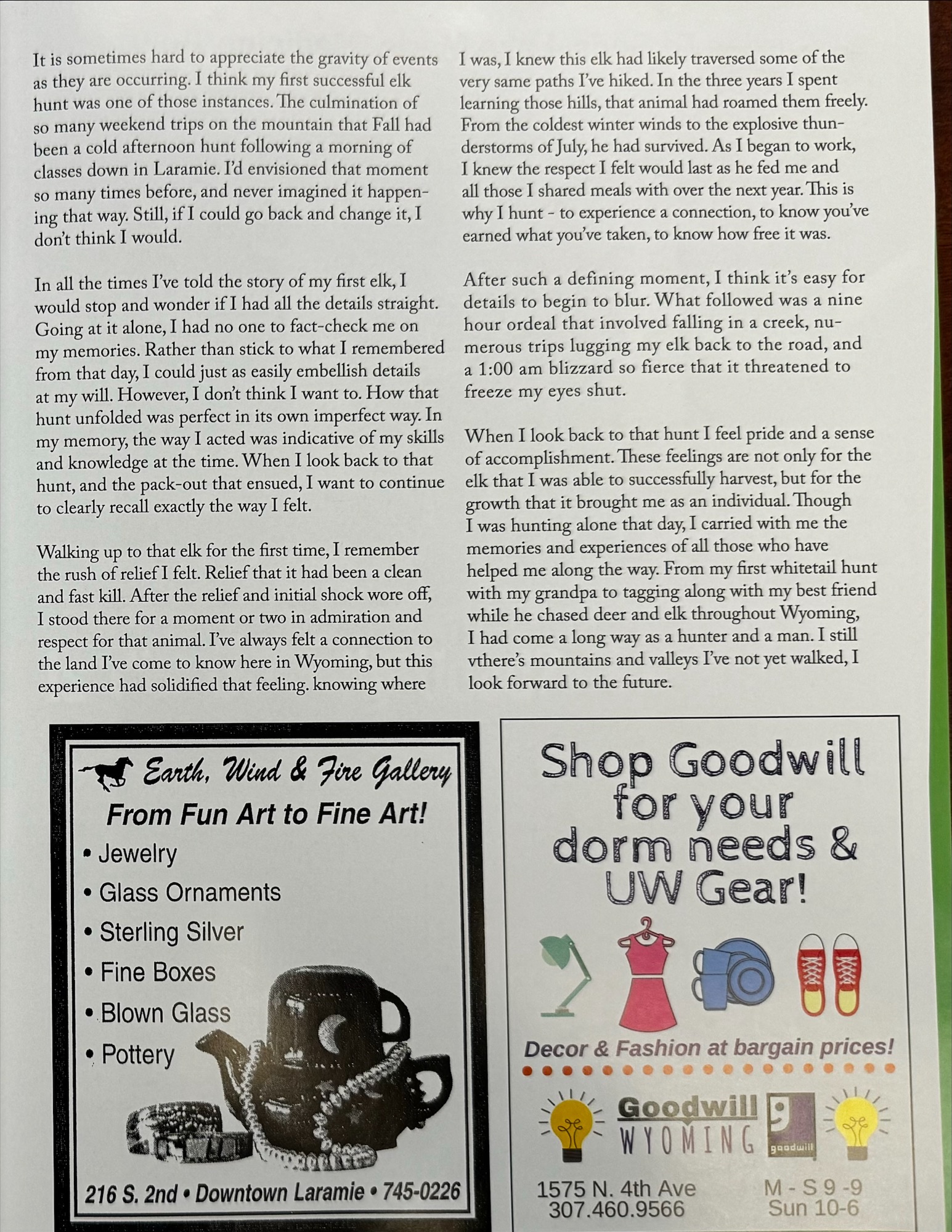 two quarter page ads (bottom)